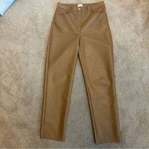 Aritzia Wilfred Melina pants in constant camel vegan leather Pleather Sz 10